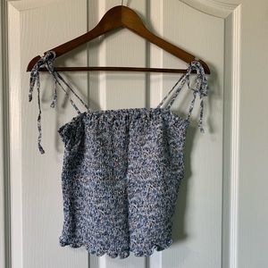 A&F floral tie-strap smocked tank